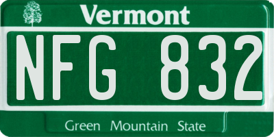 VT license plate NFG832