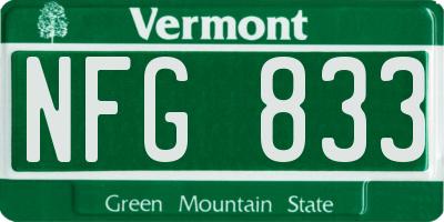VT license plate NFG833