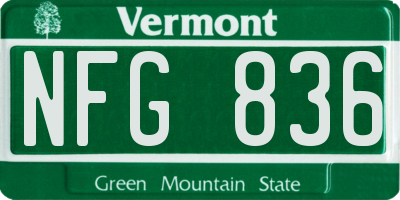VT license plate NFG836