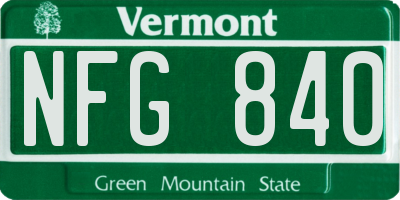 VT license plate NFG840