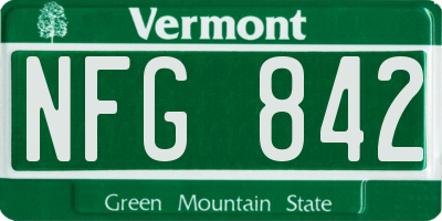 VT license plate NFG842