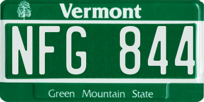 VT license plate NFG844