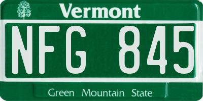 VT license plate NFG845
