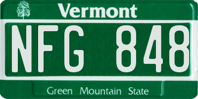 VT license plate NFG848