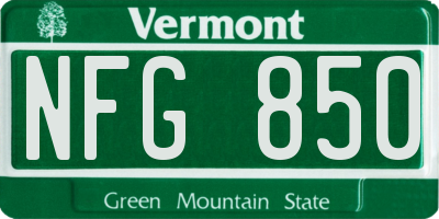 VT license plate NFG850