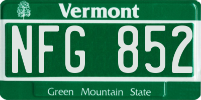 VT license plate NFG852