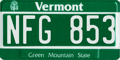 VT license plate NFG853