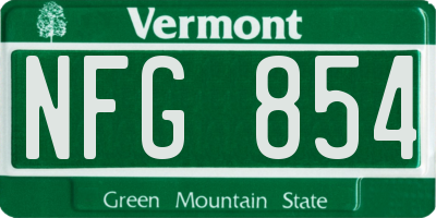 VT license plate NFG854