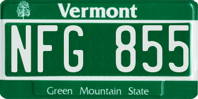 VT license plate NFG855