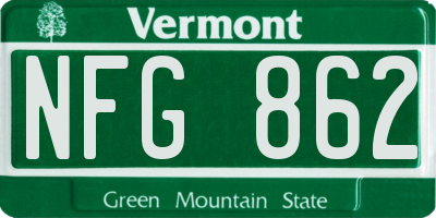 VT license plate NFG862