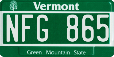 VT license plate NFG865
