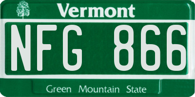 VT license plate NFG866
