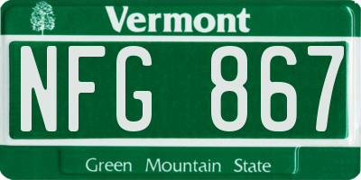 VT license plate NFG867