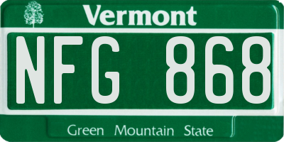 VT license plate NFG868