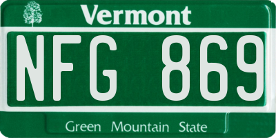 VT license plate NFG869