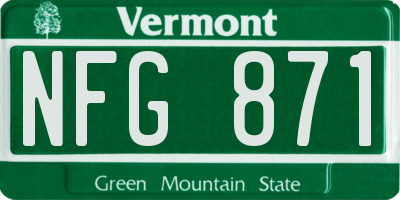 VT license plate NFG871