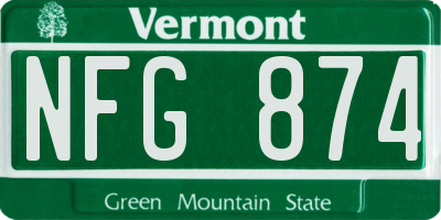 VT license plate NFG874