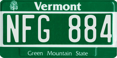 VT license plate NFG884