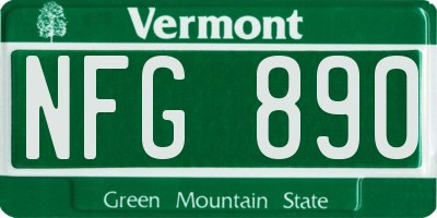 VT license plate NFG890