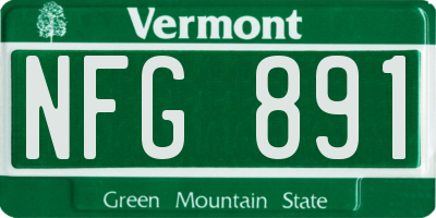 VT license plate NFG891