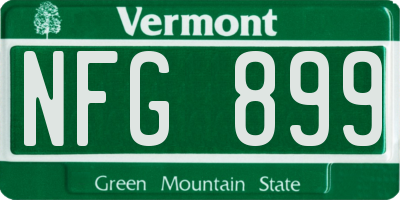 VT license plate NFG899
