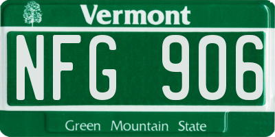 VT license plate NFG906