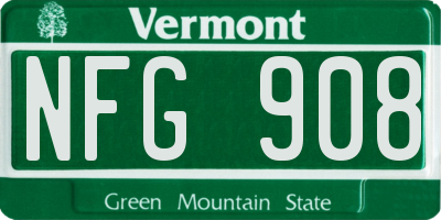 VT license plate NFG908