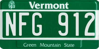 VT license plate NFG912