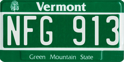 VT license plate NFG913