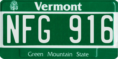 VT license plate NFG916