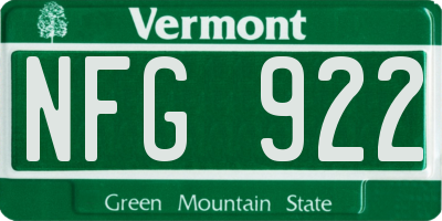 VT license plate NFG922