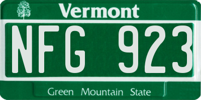 VT license plate NFG923