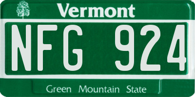 VT license plate NFG924