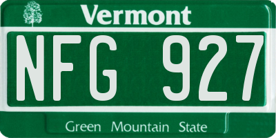 VT license plate NFG927