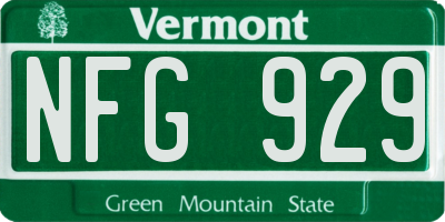 VT license plate NFG929
