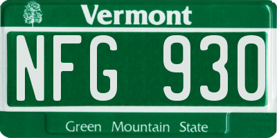 VT license plate NFG930
