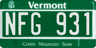 VT license plate NFG931