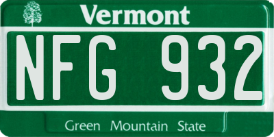 VT license plate NFG932