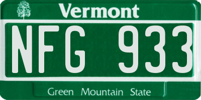 VT license plate NFG933