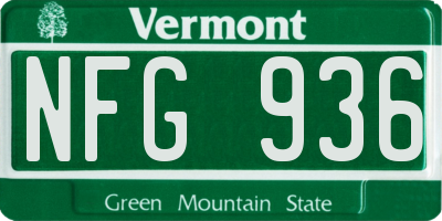 VT license plate NFG936