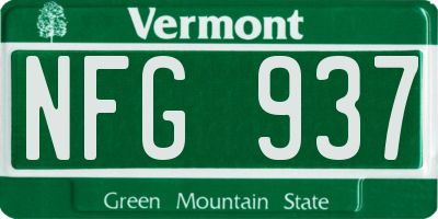 VT license plate NFG937