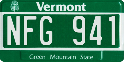 VT license plate NFG941