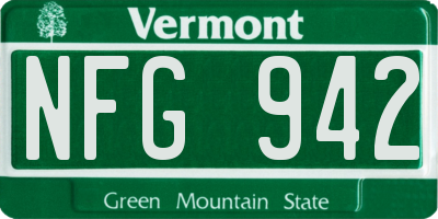 VT license plate NFG942