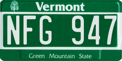 VT license plate NFG947