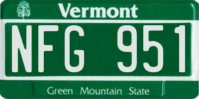 VT license plate NFG951