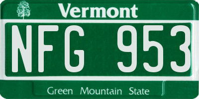 VT license plate NFG953