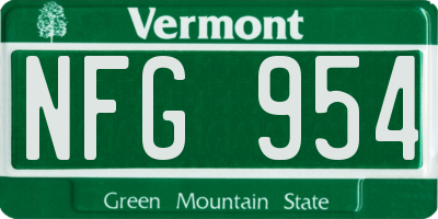 VT license plate NFG954