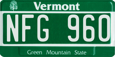 VT license plate NFG960