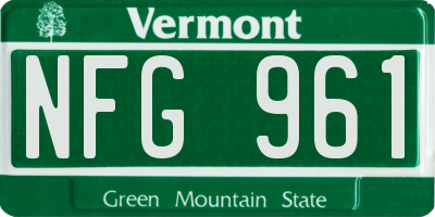 VT license plate NFG961