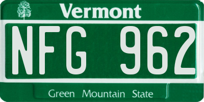 VT license plate NFG962